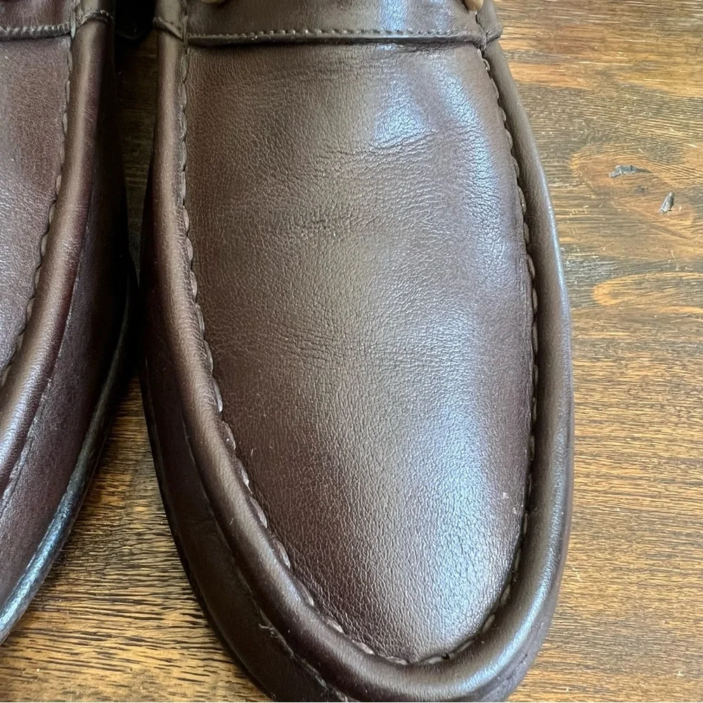 GUCCI Brow Leather Web Detail Horsebit Loafers EU41.5 US8